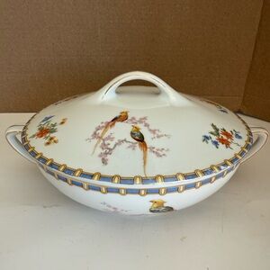 Antique Moritz Zdekauer "Victoria or Golden Pheasant" Pattern Serving Dish w/Lid